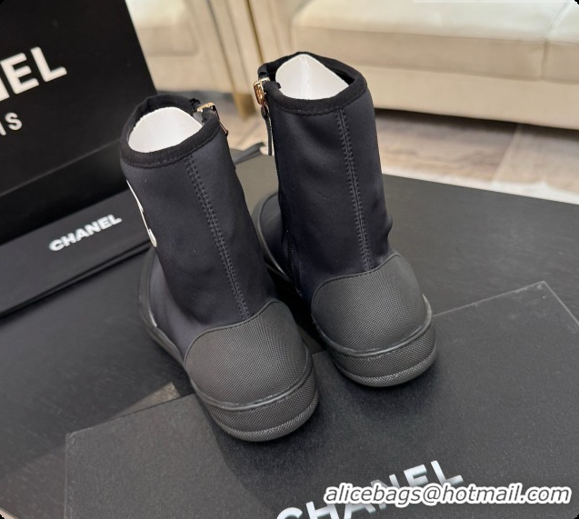 Pretty Style Chanel Short Boots in Mixed Fibers & Rubber G47141 Black 2026 