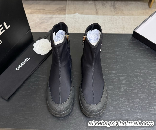 Pretty Style Chanel Short Boots in Mixed Fibers & Rubber G47141 Black 2026 