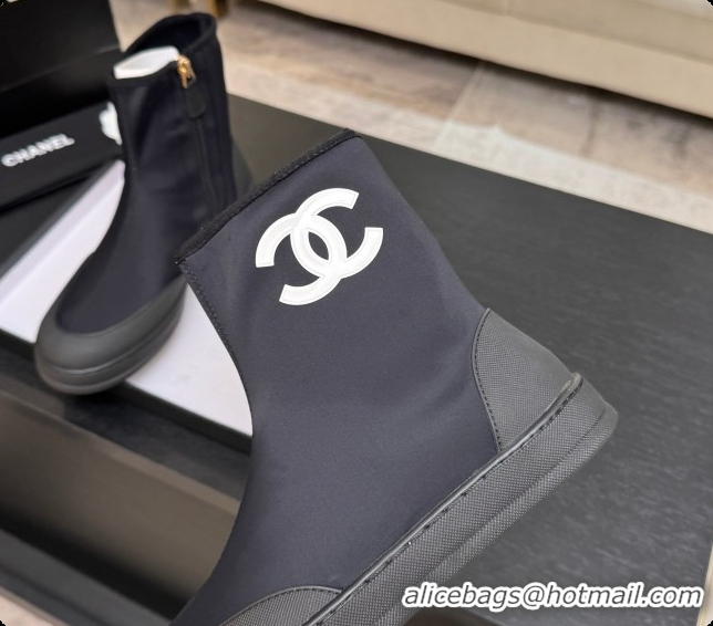 Pretty Style Chanel Short Boots in Mixed Fibers & Rubber G47141 Black 2026 