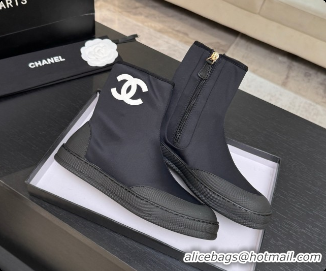 Pretty Style Chanel Short Boots in Mixed Fibers & Rubber G47141 Black 2026 