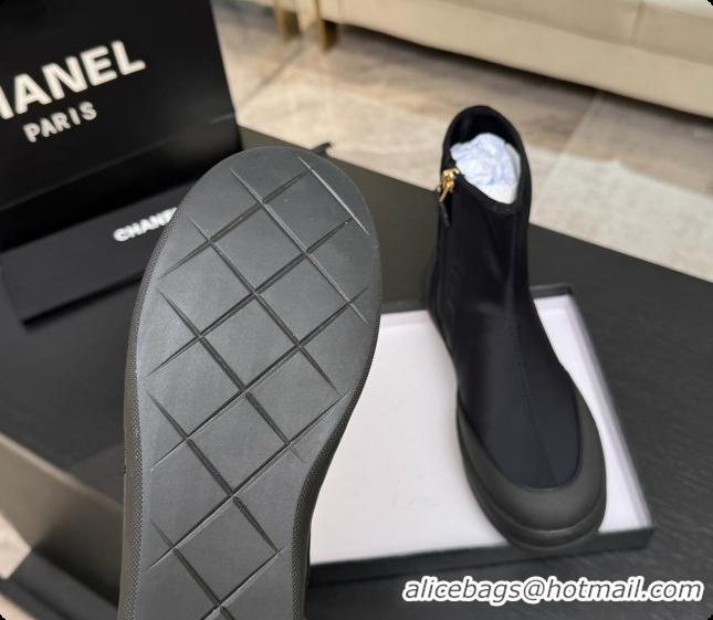 Pretty Style Chanel Short Boots in Mixed Fibers & Rubber G47141 Black 2026 