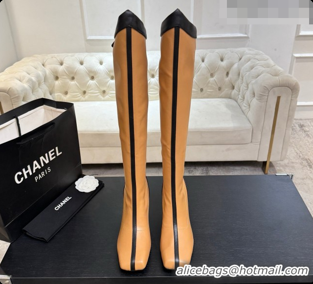 Top Design Chanel High Boots in Smooth Calfskin 8.5cm Heel CH090946 Apricot 2026