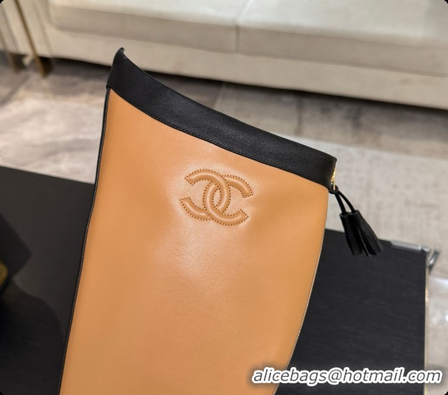 Top Design Chanel High Boots in Smooth Calfskin 8.5cm Heel CH090946 Apricot 2026