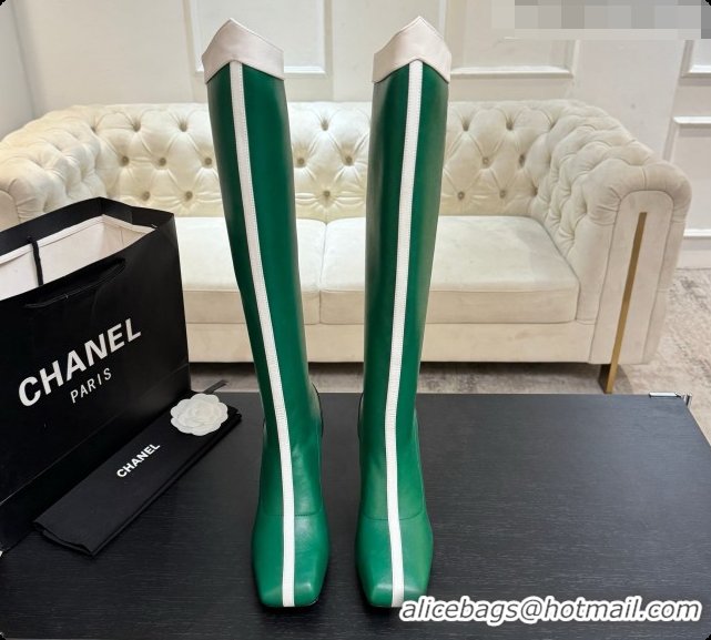 Unique Style Chanel High Boots in Smooth Calfskin 8.5cm Heel CH090948 Green 2026