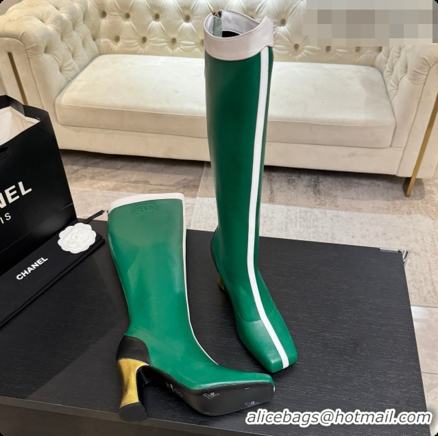 Unique Style Chanel High Boots in Smooth Calfskin 8.5cm Heel CH090948 Green 2026