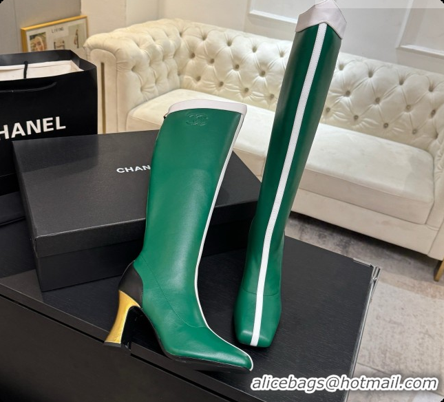Unique Style Chanel High Boots in Smooth Calfskin 8.5cm Heel CH090948 Green 2026