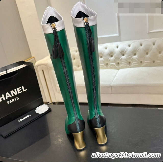 Unique Style Chanel High Boots in Smooth Calfskin 8.5cm Heel CH090948 Green 2026