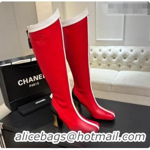 Durable Chanel High Boots in Smooth Calfskin 8.5cm Heel CH090949 Red 2026