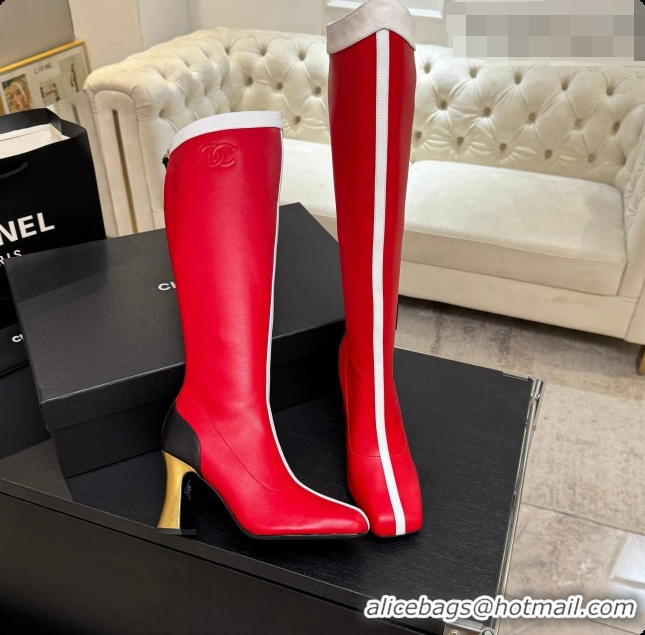 Durable Chanel High Boots in Smooth Calfskin 8.5cm Heel CH090949 Red 2026