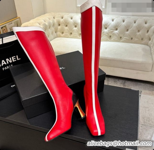 Durable Chanel High Boots in Smooth Calfskin 8.5cm Heel CH090949 Red 2026