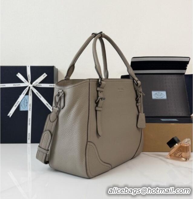 Luxury Cheap Prada Large Leather Tote Bag 1BG602 Grey 2026