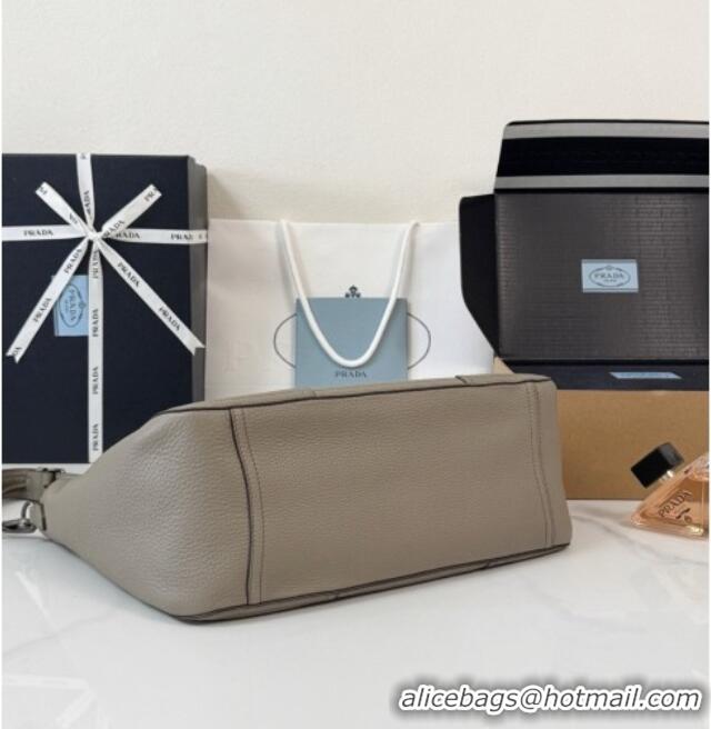Luxury Cheap Prada Large Leather Tote Bag 1BG602 Grey 2026