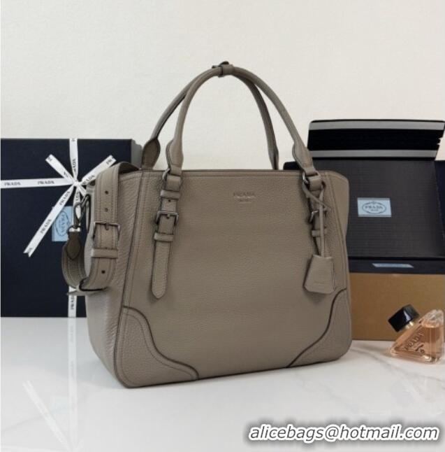 Luxury Cheap Prada Large Leather Tote Bag 1BG602 Grey 2026