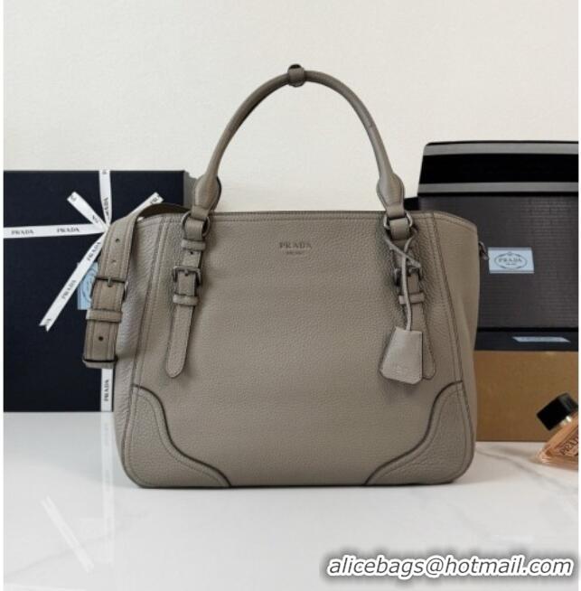 Luxury Cheap Prada Large Leather Tote Bag 1BG602 Grey 2026