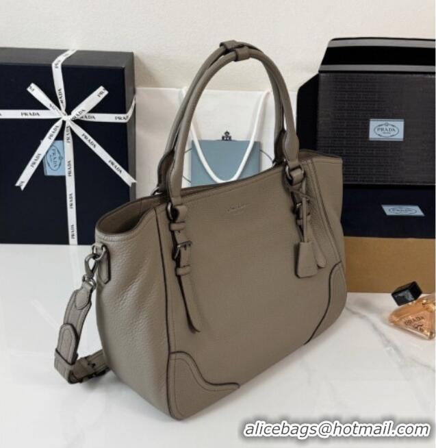 Luxury Cheap Prada Large Leather Tote Bag 1BG602 Grey 2026