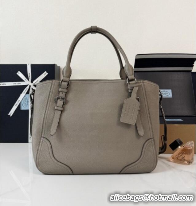 Luxury Cheap Prada Large Leather Tote Bag 1BG602 Grey 2026