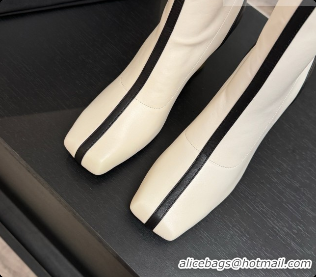 Shop Duplicate Chanel High Boots in Smooth Calfskin 8.5cm Heel CH090950 White 2026