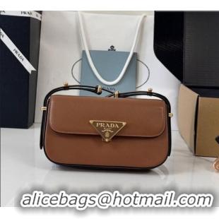 Classic Cheapest Prada Smooth Calfskin Shoulder Bag 1BD339 Brown 2026