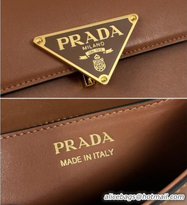 Classic Cheapest Prada Smooth Calfskin Shoulder Bag 1BD339 Brown 2026