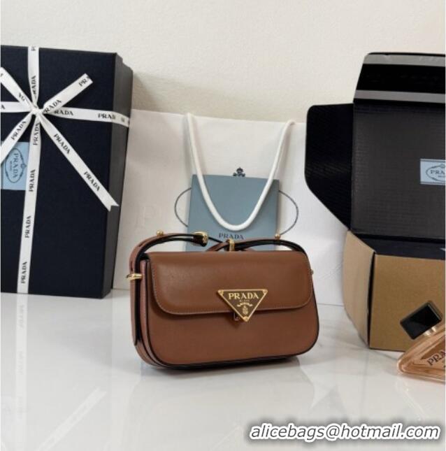 Classic Cheapest Prada Smooth Calfskin Shoulder Bag 1BD339 Brown 2026