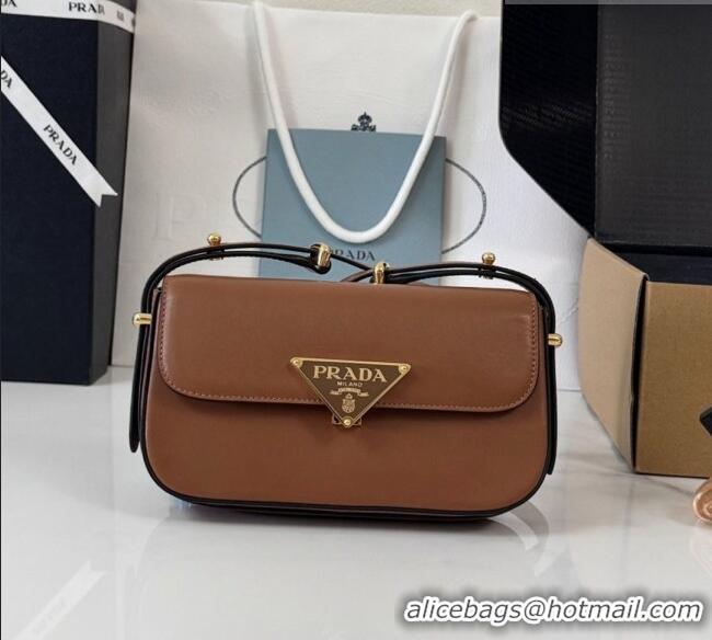 Classic Cheapest Prada Smooth Calfskin Shoulder Bag 1BD339 Brown 2026