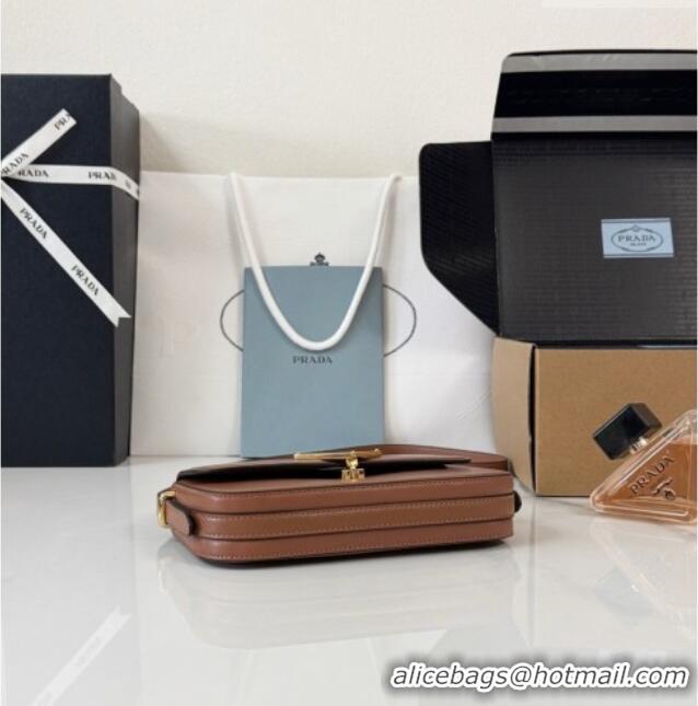 Classic Cheapest Prada Smooth Calfskin Shoulder Bag 1BD339 Brown 2026