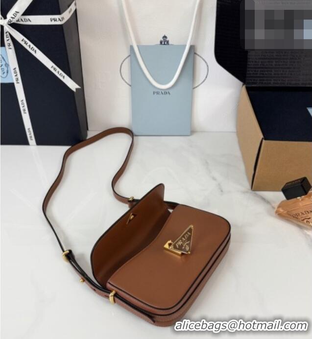 Classic Cheapest Prada Smooth Calfskin Shoulder Bag 1BD339 Brown 2026