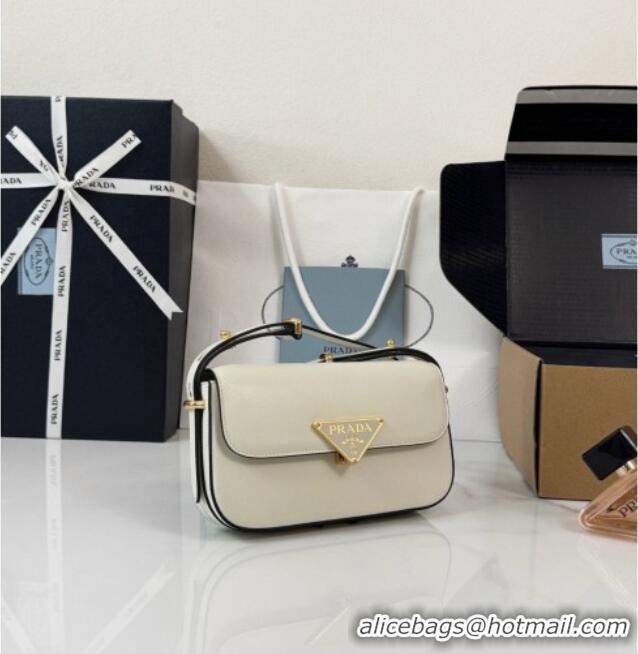 Low Cost Prada Smooth Calfskin Shoulder Bag 1BD339 White 2026