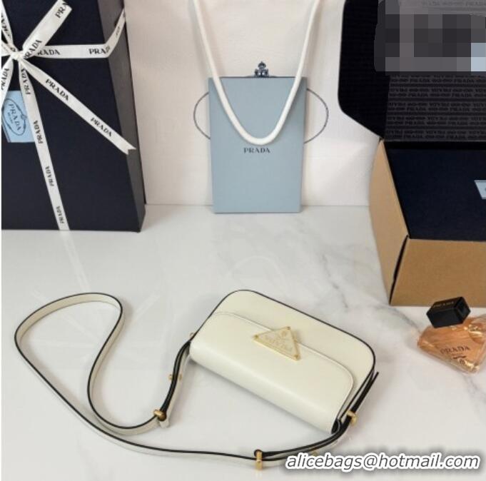 Low Cost Prada Smooth Calfskin Shoulder Bag 1BD339 White 2026