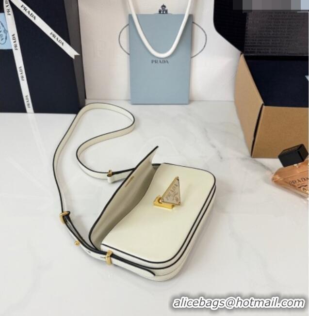 Low Cost Prada Smooth Calfskin Shoulder Bag 1BD339 White 2026