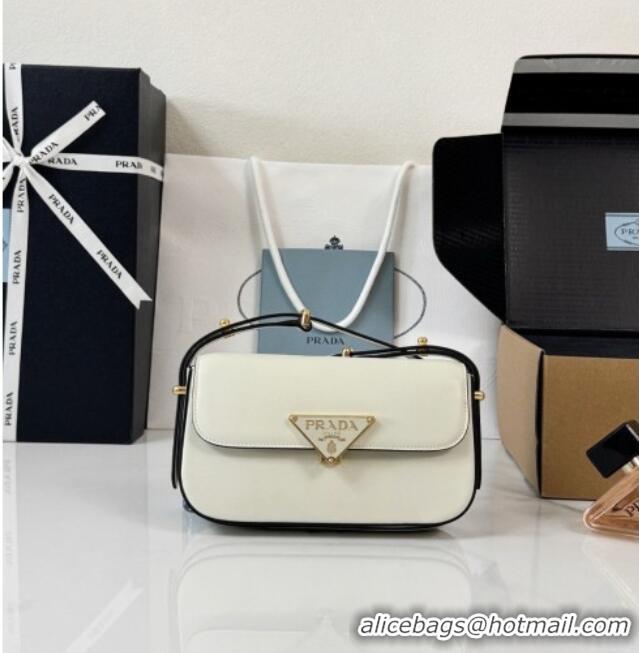 Low Cost Prada Smooth Calfskin Shoulder Bag 1BD339 White 2026