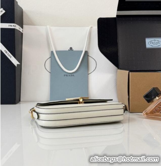 Low Cost Prada Smooth Calfskin Shoulder Bag 1BD339 White 2026