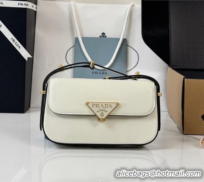 Low Cost Prada Smooth Calfskin Shoulder Bag 1BD339 White 2026