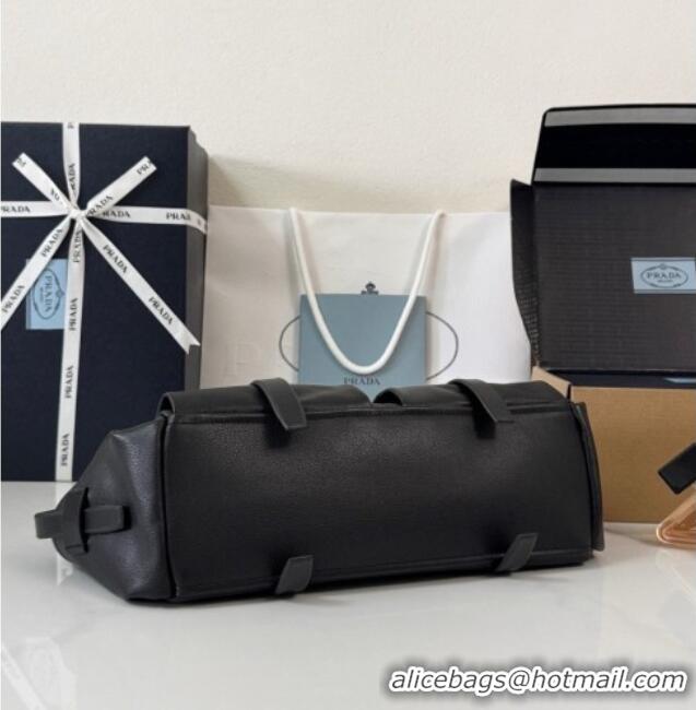 Low Price Prada Route Medium Leather Tote Bag 1BG648 Black 2026