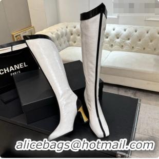 Low Cost Chanel High Boots in Crocodile Embossed Calfskin 8.5cm Heel CH090952 White 2026