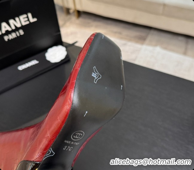 Shop Duplicate Chanel High Boots in Crocodile Embossed Calfskin 8.5cm Heel CH090953 Burgundy 2026