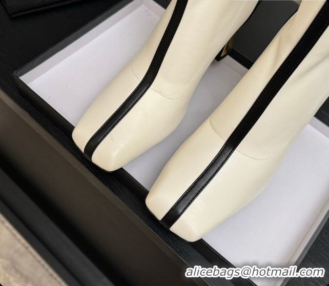 Luxury Chanel Short Boots in Crocodile embossed Calfskin 8.5cm Heel CH090955 White 2026