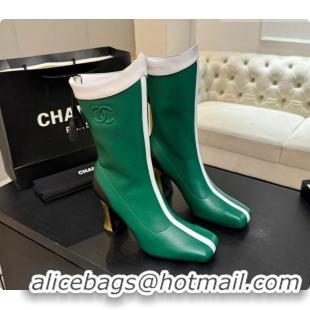 Good Quality Chanel Short Boots in Smooth Calfskin 8.5cm Heel CH090956 Green 2026