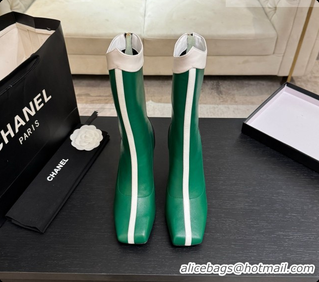 Good Quality Chanel Short Boots in Smooth Calfskin 8.5cm Heel CH090956 Green 2026