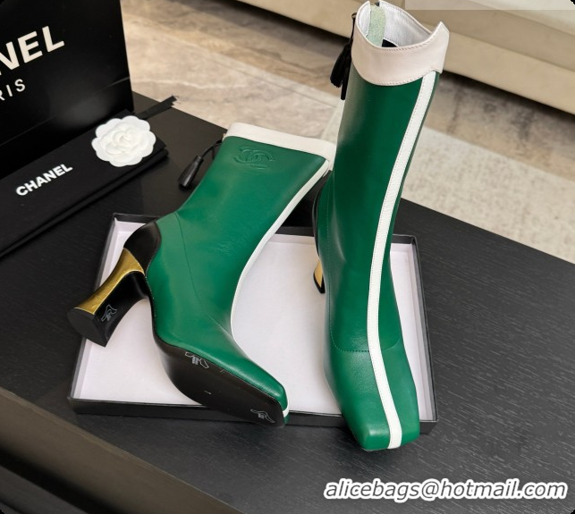 Good Quality Chanel Short Boots in Smooth Calfskin 8.5cm Heel CH090956 Green 2026