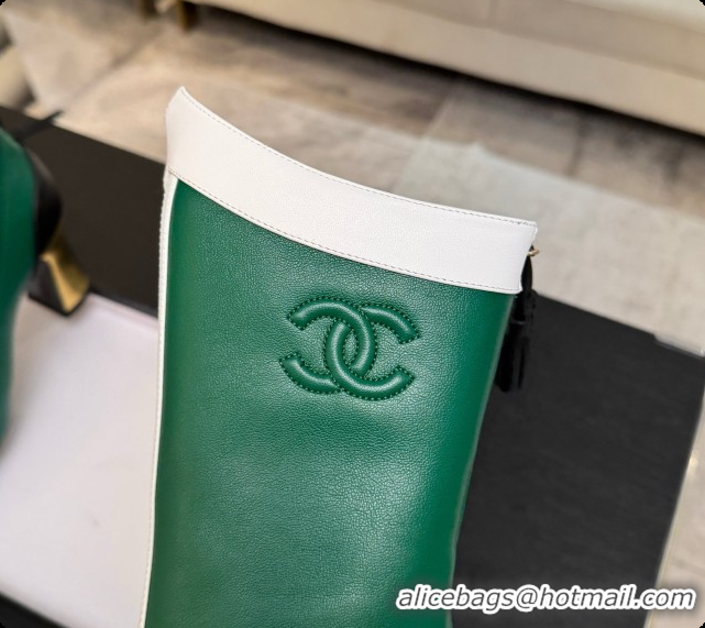 Good Quality Chanel Short Boots in Smooth Calfskin 8.5cm Heel CH090956 Green 2026