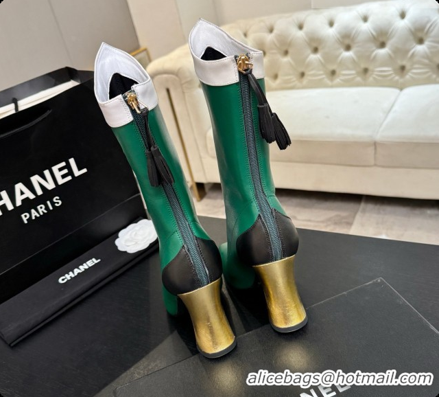 Good Quality Chanel Short Boots in Smooth Calfskin 8.5cm Heel CH090956 Green 2026