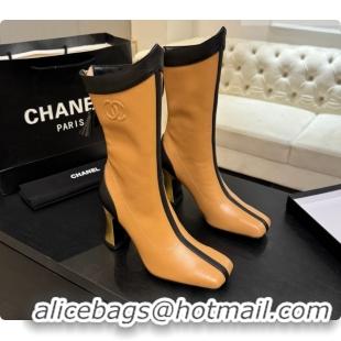Top Grade Chanel Short Boots in Smooth Calfskin 8.5cm Heel CH090957 Apricot 2026