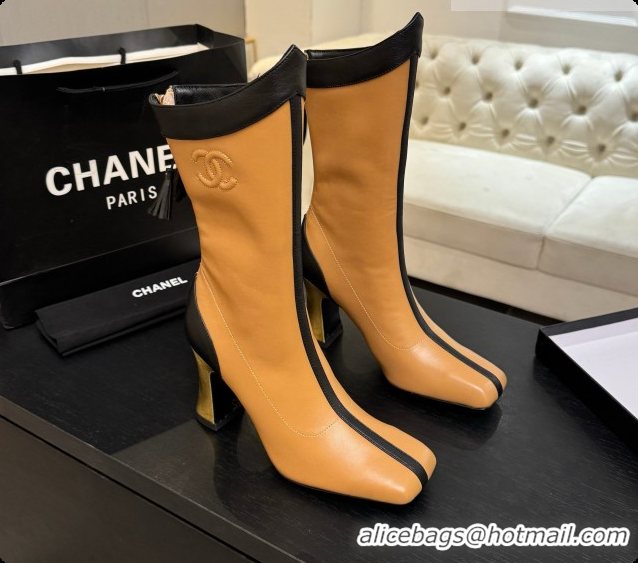 Top Grade Chanel Short Boots in Smooth Calfskin 8.5cm Heel CH090957 Apricot 2026