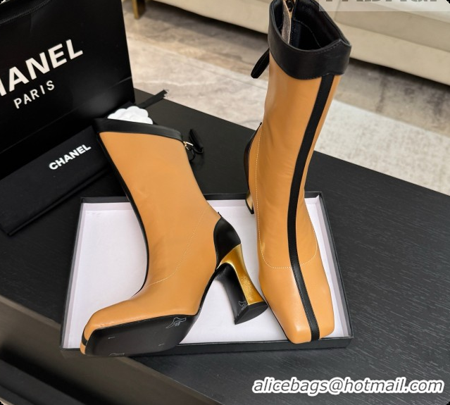 Top Grade Chanel Short Boots in Smooth Calfskin 8.5cm Heel CH090957 Apricot 2026