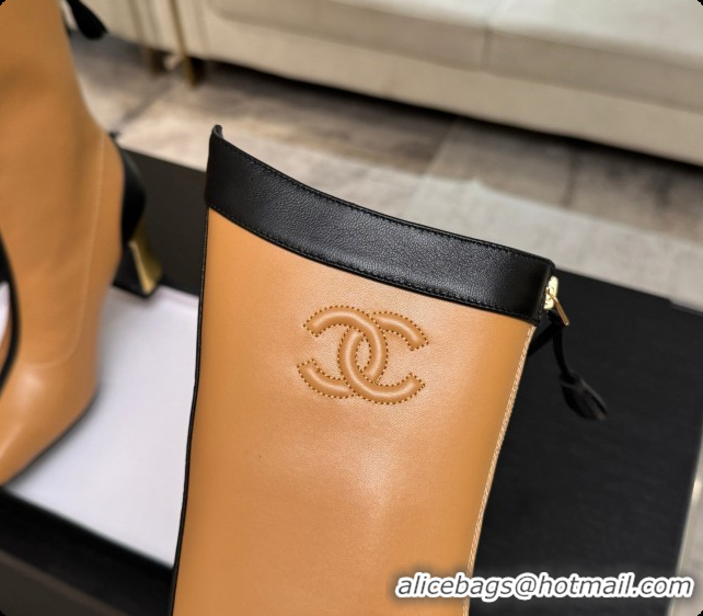 Top Grade Chanel Short Boots in Smooth Calfskin 8.5cm Heel CH090957 Apricot 2026