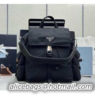 Buy Discount Prada Mens Explore Re-Nylon and Leather Backpack Bag 2VZ118 Black 2026