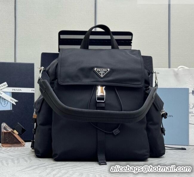 Buy Discount Prada Mens Explore Re-Nylon and Leather Backpack Bag 2VZ118 Black 2026