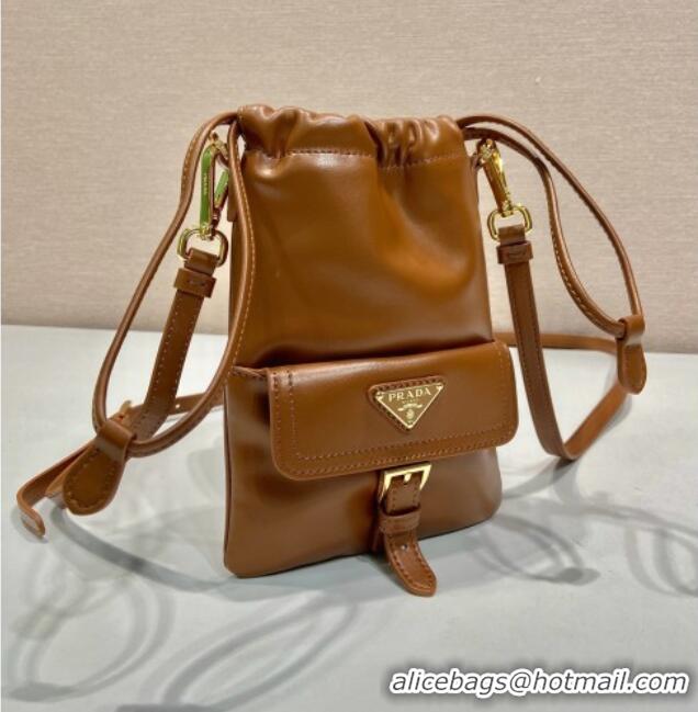 Buy New Cheap Prada Nappa Leather Pouch Bag 1MS017 Brown 2026