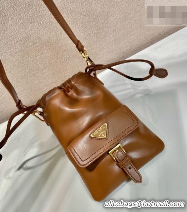 Buy New Cheap Prada Nappa Leather Pouch Bag 1MS017 Brown 2026